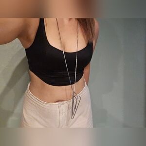 Gunmetal Geometric Long Necklace